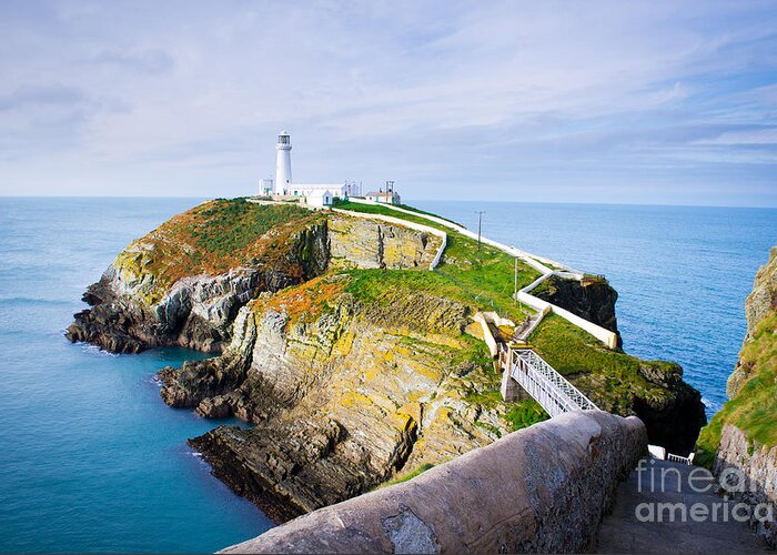 Stack Greeting Card featuring the photograph South Stack Lighthouse In Anglesey by Juliuskielaitis
