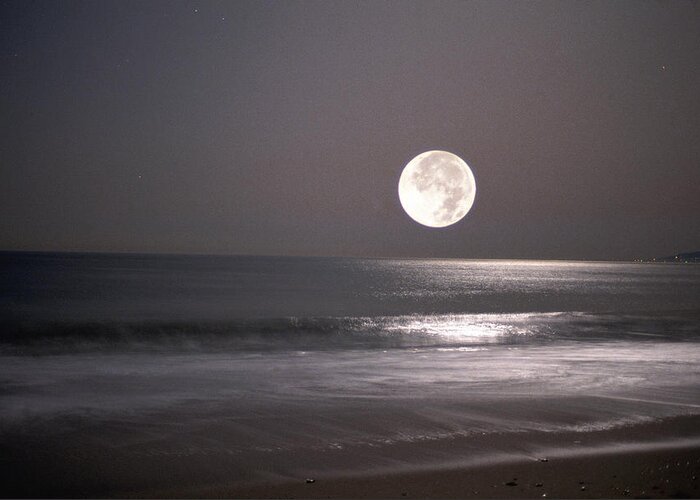 Tranquility Greeting Card featuring the photograph Spac045 Full Moon by Mitch Diamond