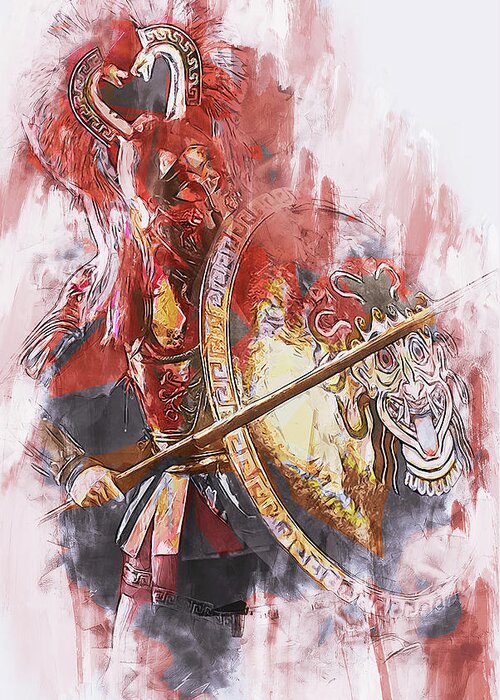 Spartan Warrior Greeting Card featuring the painting Spartan Hoplite - 62 by AM FineArtPrints