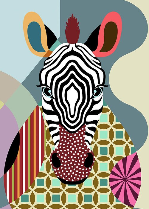 Spectrum Zebra Greeting Card featuring the digital art Spectrum Zebra by Lanre Adefioye