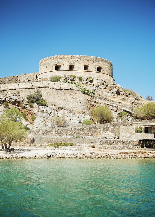 Water's Edge Greeting Card featuring the photograph Spinalonga Crete Greece by Mlenny