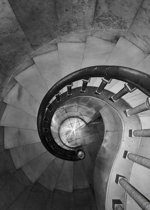 Spiral Greeting Card featuring the photograph Spiral Staircase, Lakewood Cemetary Chapel by Sarah Lilja