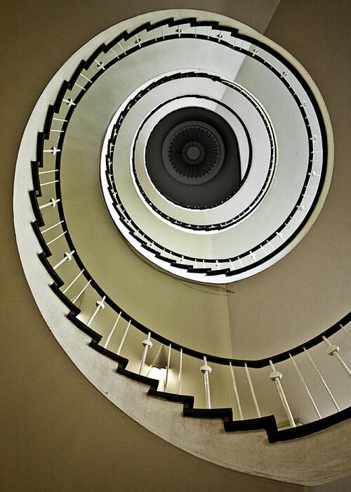 Empty Greeting Card featuring the photograph Spiral Stairs by © Roberto Conte