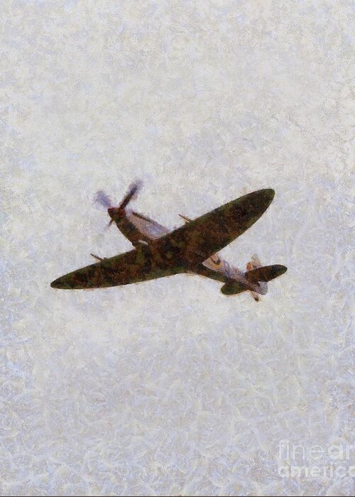 Spitfire Greeting Card featuring the painting Spitfire, WWII by Esoterica Art Agency