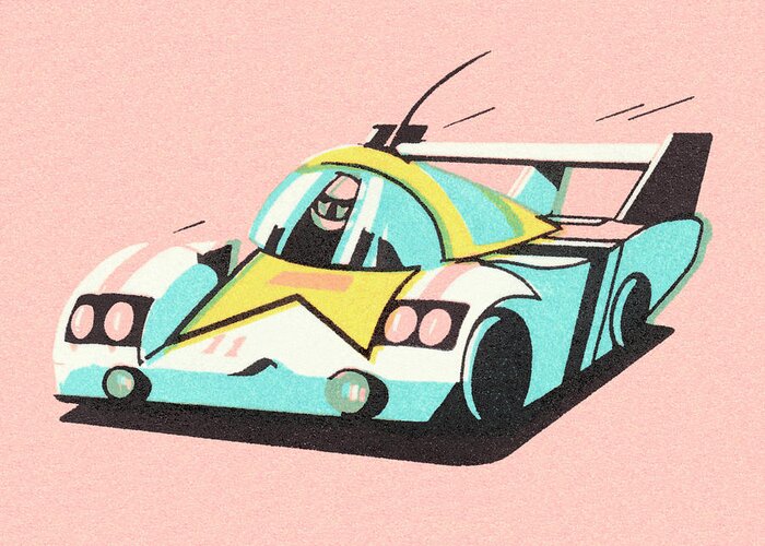 Auto Greeting Card featuring the drawing Sport Race Car by CSA Images
