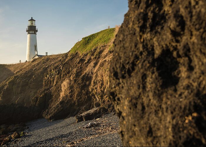 Yaquina Headlight Greeting Card featuring the photograph Spotting Light by Kristopher Schoenleber