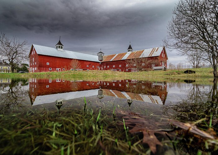 Barn Greeting Card featuring the photograph Spring Barn Reflection by Tim Kirchoff