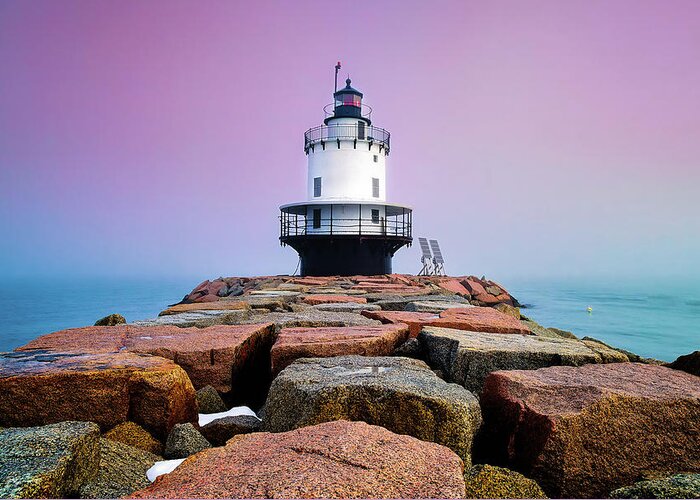 Tranquility Greeting Card featuring the photograph Spring Point Light by Sarah Beard Buckley