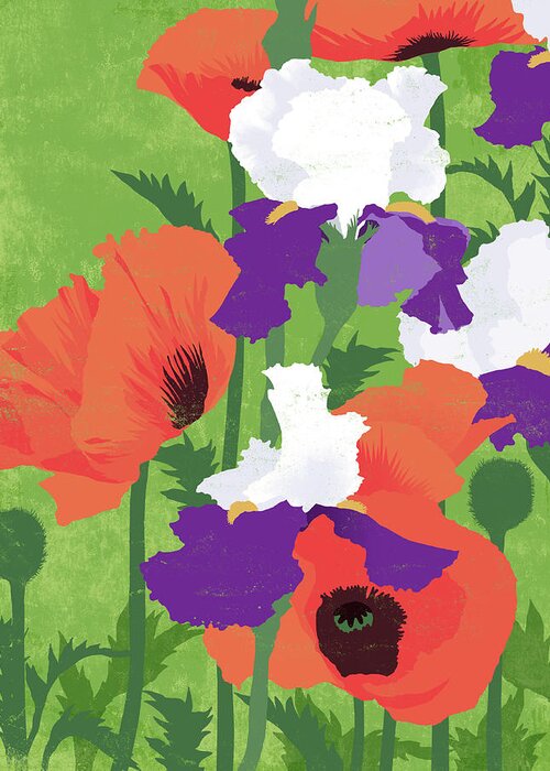 Sparse Greeting Card featuring the digital art Spring Poppies by Don Bishop