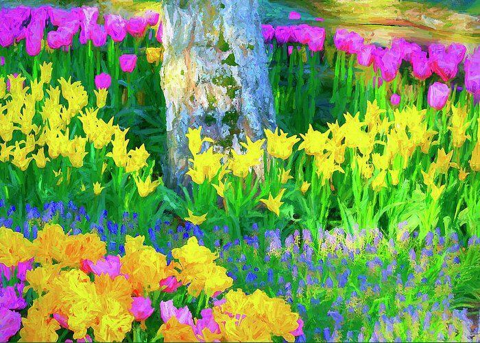 Fine Art Greeting Card featuring the mixed media Spring, When the Earth Laughs in Flowers by Greg Sigrist