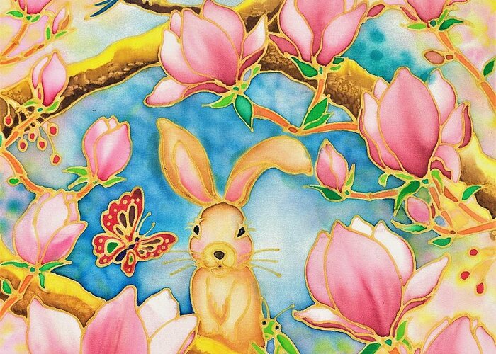 Spring Greeting Card featuring the painting Spring has come by Hisayo OHTA
