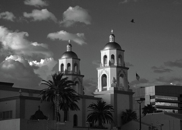 St. Augustine Cathedral Greeting Card featuring the photograph St. Augustine Cathedral Black and White by Chance Kafka