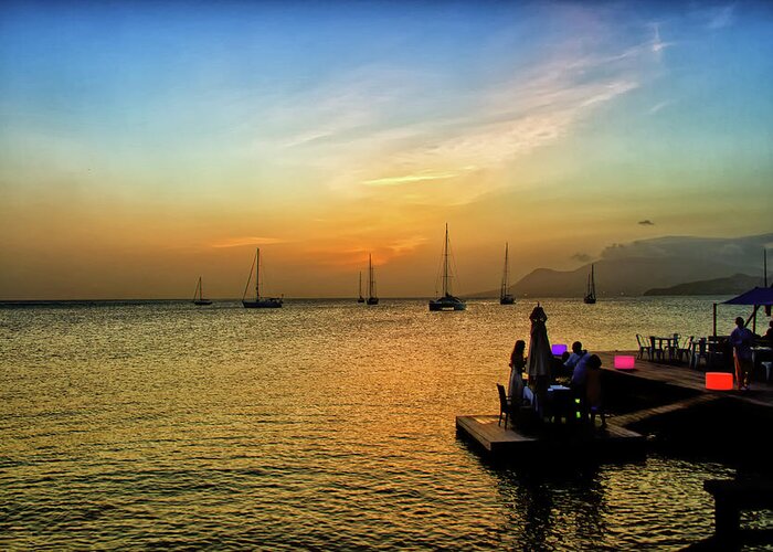 Caribbean Sunset Greeting Card featuring the photograph St. Kitts Sunset by David Pratt