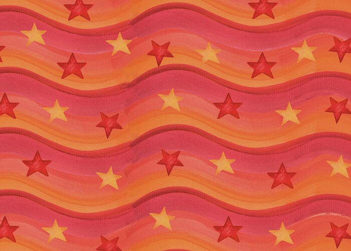 Stars And Wavy Stripes Greeting Card featuring the painting Star Colors by Maria Trad