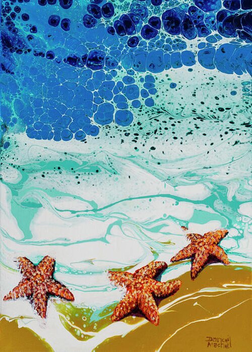 Starfish Greeting Card featuring the painting Starfish By The Sea by Darice Machel McGuire