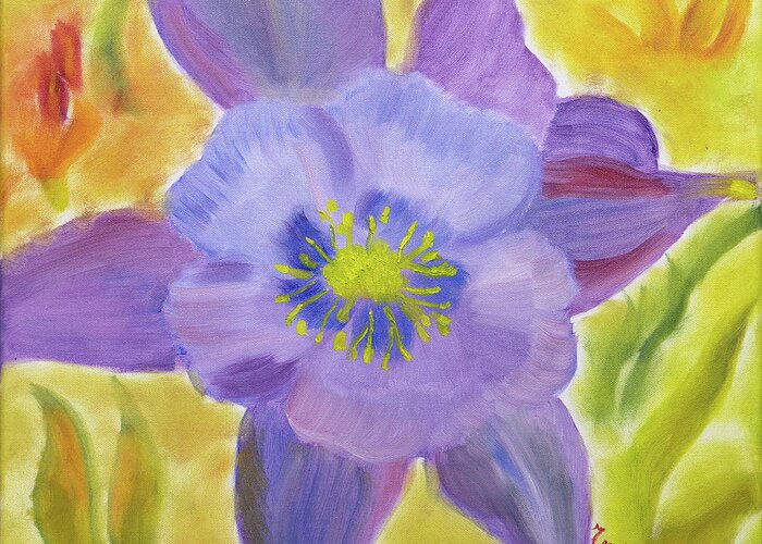 Flower Greeting Card featuring the painting Starlight Petals by Meryl Goudey