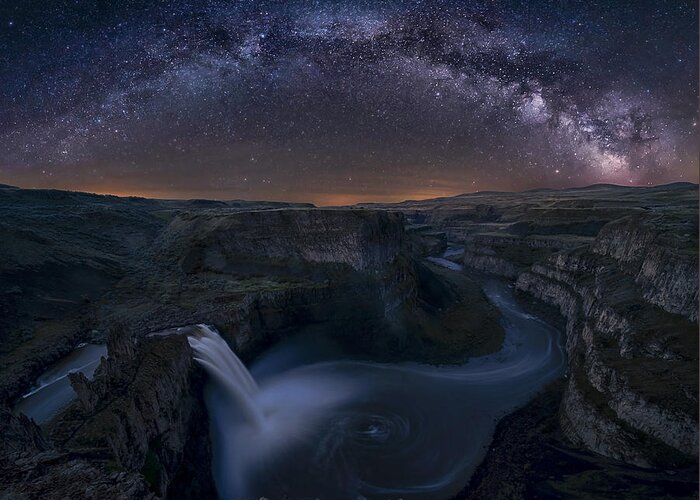 Palouse Greeting Card featuring the photograph Starry Night Over Palouse Falls by Lydia Jacobs
