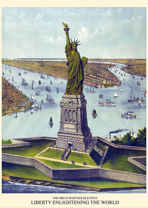 Statue Greeting Card featuring the painting Statue of Liberty by Unknown