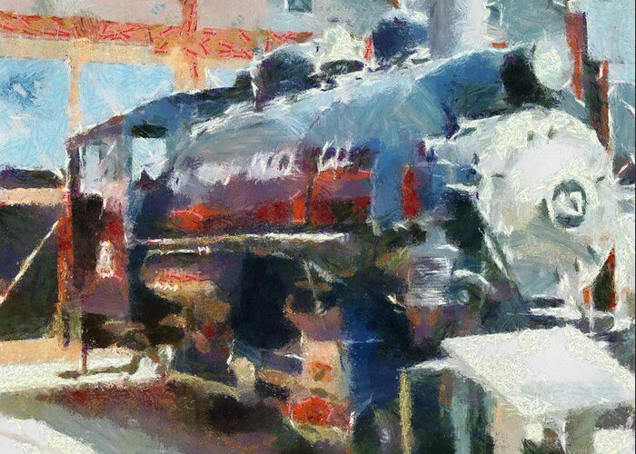Steam Locomotive Greeting Card featuring the mixed media Steam Switcher Locomotive by Christopher Reed