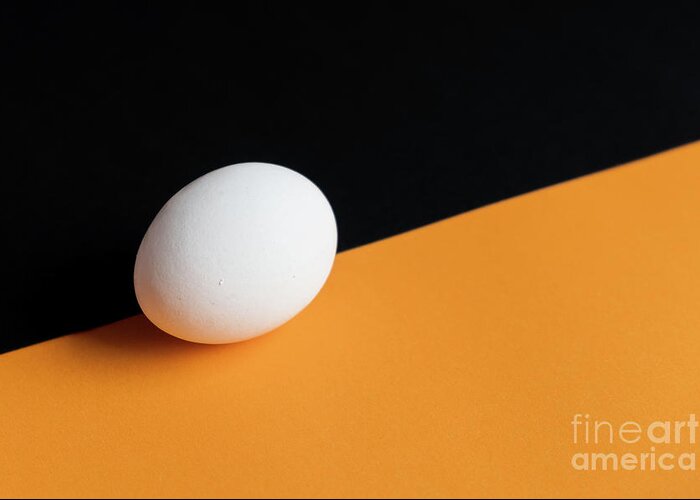 Still Life With Egg By Marina Usmanskaya; Healthy; Ingredient; Still Life; Fresh; Vintage; Table; Easter; Eggs; Egg; Wood; Raw; Retro; White; Bowl; Background; Organic; Chicken; Abstract; Minimal; Creative; Art; Decoration; Yellow; Concept; Pastel; Natural; Holiday; Colorful; Top View; Idea; Nature; Season; Bright; Style; Uncooked; Pattern; Fantasy; Vibrant; Minimalism; Color; Eat; Inspiration; Lay; Breakfast; Cooking; Texture; Spring; Farm; Copy Space Greeting Card featuring the photograph Still life with egg by Marina Usmanskaya
