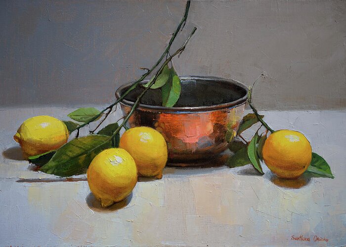 Still Life With Lemons Greeting Card featuring the Still Life With Lemons by Svetlana Orinko
