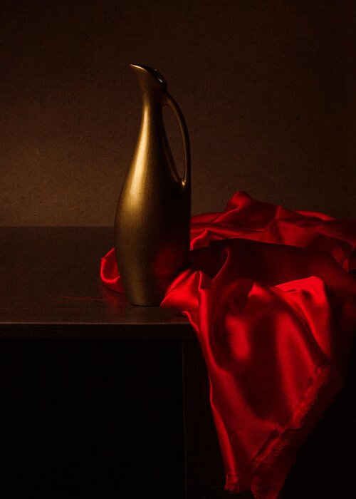 Cloth Greeting Card featuring the photograph Still Life With Red Cloth by Magnola