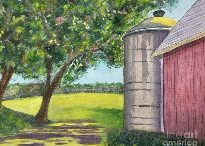 Farm Greeting Card featuring the painting Still Standing, Great Memories by Sue Carmony