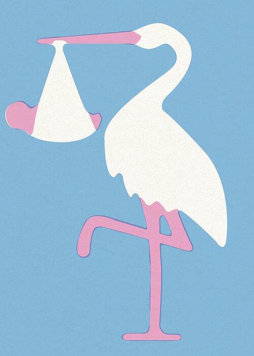 Baby Greeting Card featuring the drawing Stork with Baby by CSA Images
