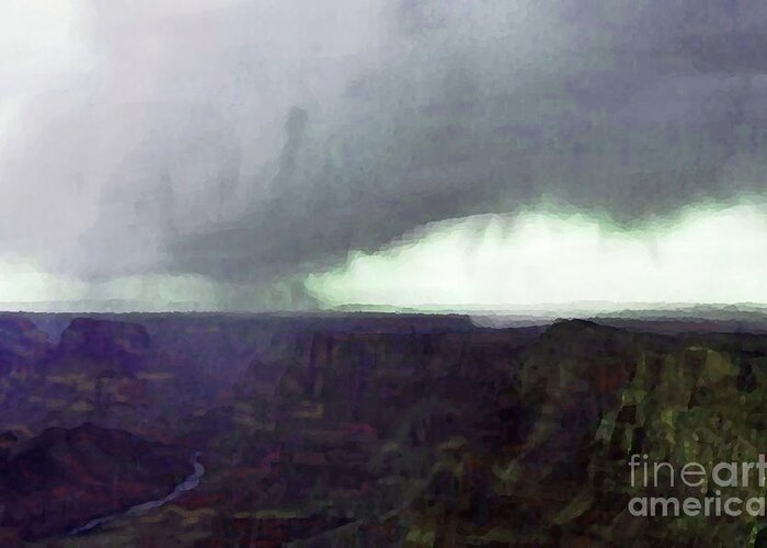 Landscape Greeting Card featuring the painting Storm Over the Grand Canyon 300 by Sharon Williams Eng