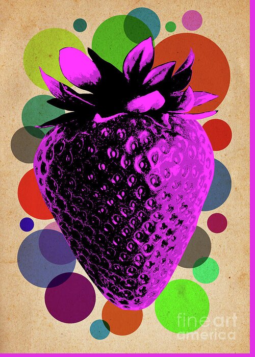 Strawberry Greeting Card featuring the digital art Strawberry on Vintage Paper 02 by Bobbi Freelance