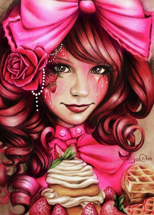 Strawberry Greeting Card featuring the mixed media Strawberry by Sheena Pike Art And Illustration