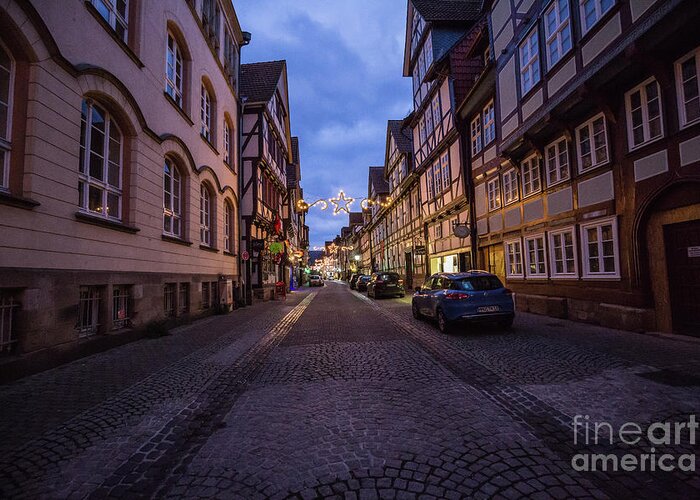 Hann.münden Greeting Card featuring the photograph Street at Night by Eva Lechner