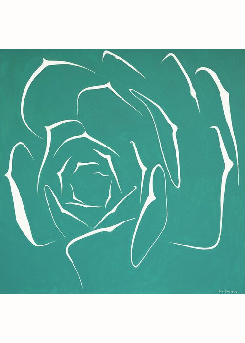 Abstract Succulent Greeting Card featuring the painting Succulent In Turquoise by Ben and Raisa Gertsberg