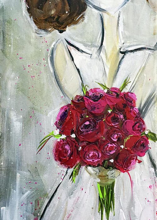 Bride Greeting Card featuring the painting Blushing Bride by Roxy Rich
