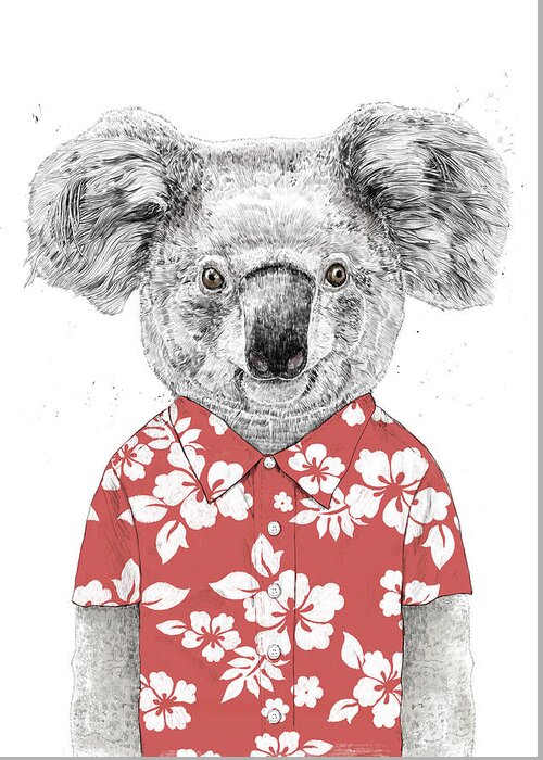 Koala Greeting Card featuring the drawing Summer koala by Balazs Solti