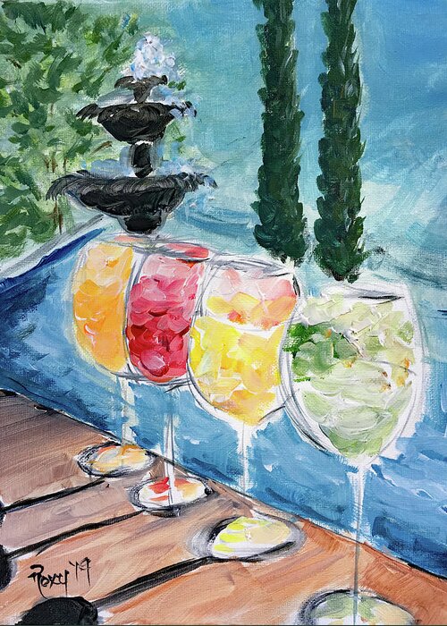 Wine Greeting Card featuring the painting Summer Wine by Roxy Rich