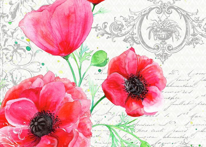 Summertime Poppies Iv Greeting Card featuring the painting Summertime Poppies Iv by Irina Trzaskos Studio