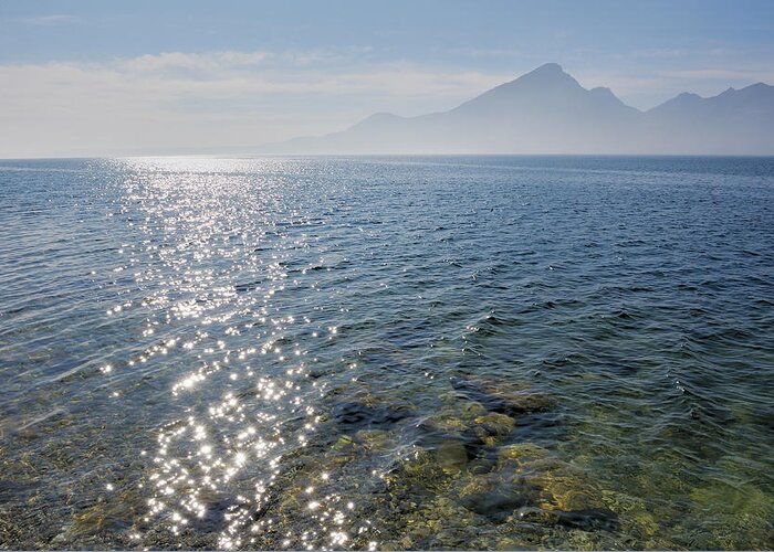 Tranquility Greeting Card featuring the photograph Sun Reflection In Water At Lake Garda by Martin Ruegner