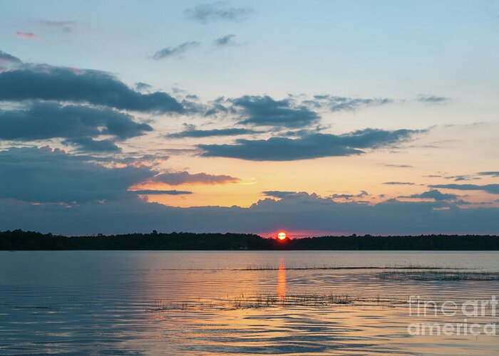 Sunset Greeting Card featuring the photograph Sun Setting over the Wando River in Charleston County by Dale Powell