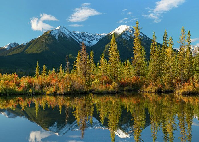 00575349 Greeting Card featuring the photograph Sundance Range, Vermilion Lakes, Banff by Tim Fitzharris