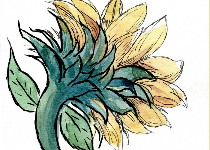 Sunflower Greeting Card featuring the mixed media Sunflower Shadows study by Alexis King-Glandon