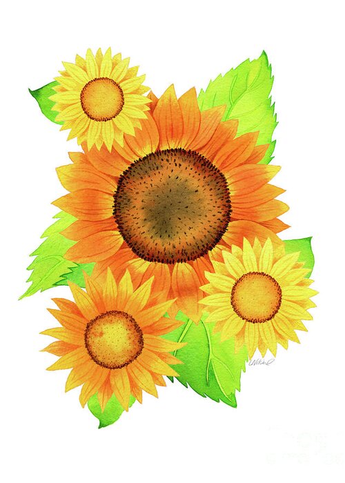 Sunflower Greeting Card featuring the painting Sunflowers by Laura Nikiel