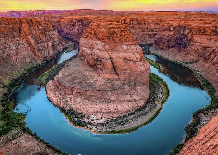 America Greeting Card featuring the photograph Sunrise at Horseshoe Bend - Square Format by Gregory Ballos