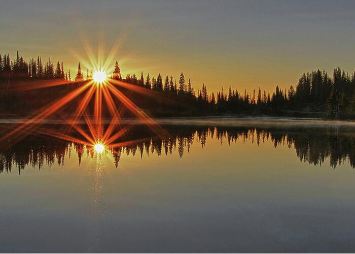 Sunrise Greeting Card featuring the photograph Sunrise at Mt. Rainier Reflection Lakes by Bob Cournoyer