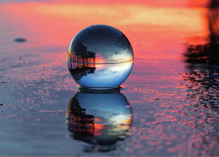 Crystal Globe Greeting Card featuring the photograph Sunrise at the beach by Darryl Hendricks