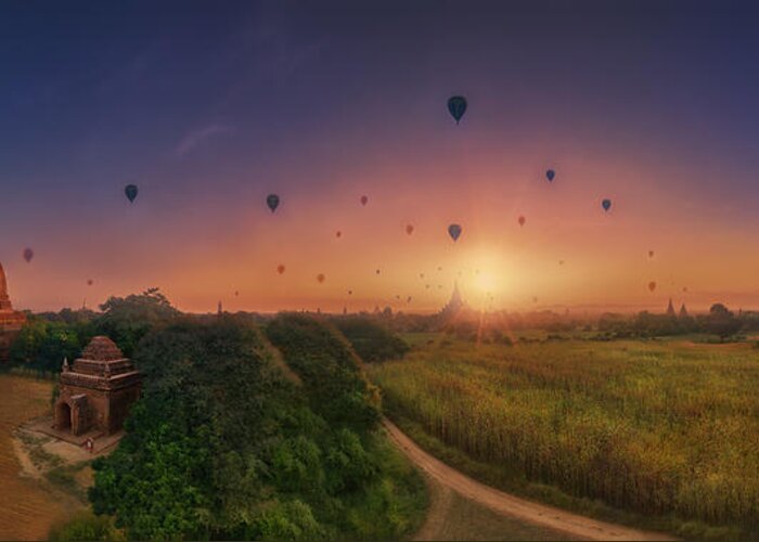 Bagan Greeting Card featuring the photograph Sunrise In Bagan by Felipe Souto