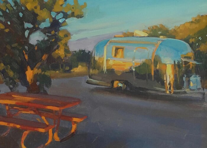 Airstream Greeting Card featuring the painting Sunrise in Navajo Monument by Elizabeth Jose