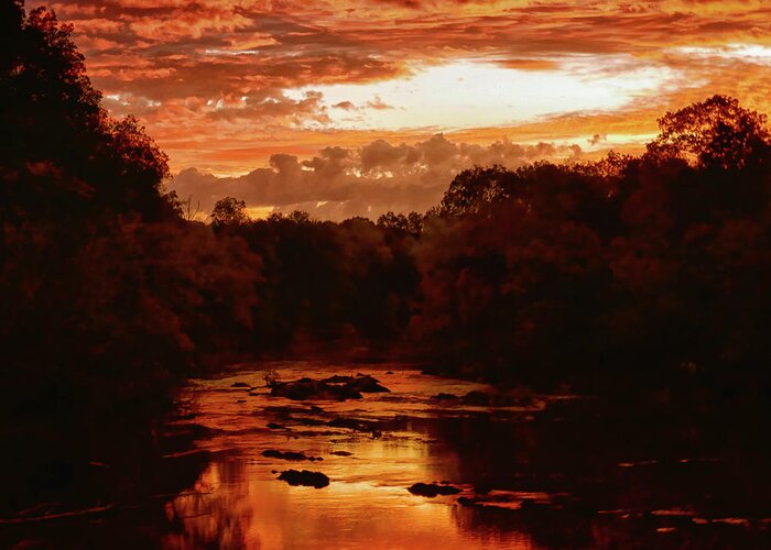 Sunrise Greeting Card featuring the photograph Sunrise on the Haw River by Michael Frank