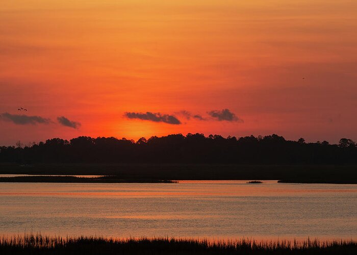 Murrells Inlet Greeting Card featuring the photograph Sunrise Over Drunken Jack Island by D K Wall