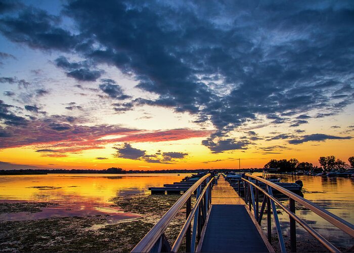 Sunset Over Braddock Bay Greeting Card featuring the photograph Sunset At The Dock Of The Bay by Mark Papke